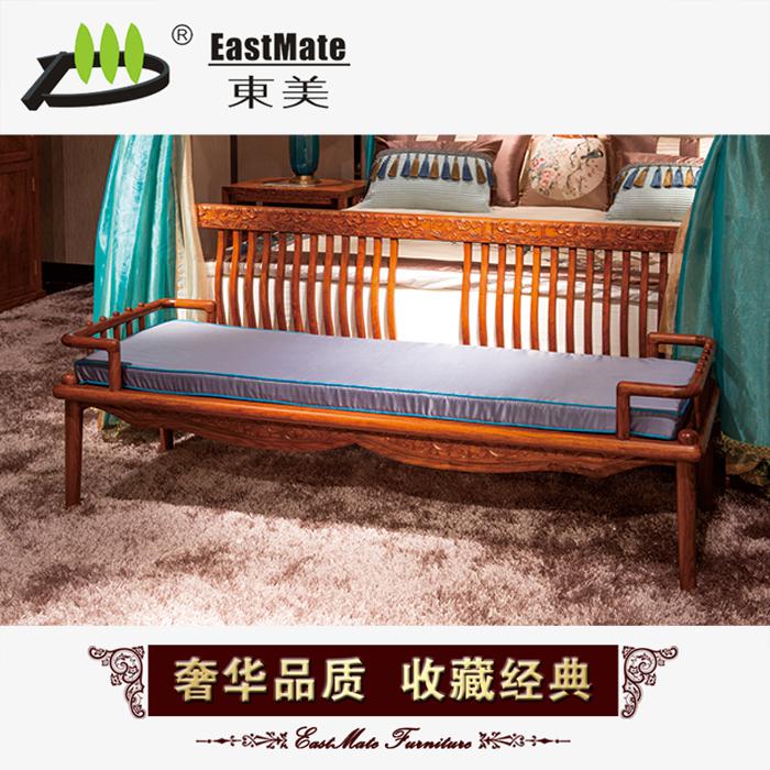紅木家具 刺猬紫檀 云臥實(shí)木床尾凳 中式床榻長(zhǎng)凳