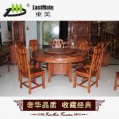紅木家具 非洲花梨圓桌11件套 中式餐桌椅組合 實木餐桌