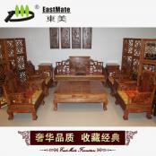 廠家直銷非洲黃梨山水寶座沙發(fā)11件套 客廳紅木沙發(fā)